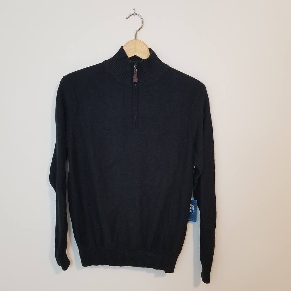Savile Row Co. Black 1/4 Zip Long Sleeve Sweater